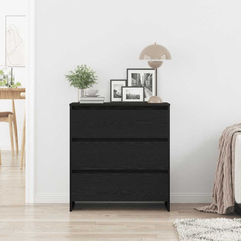 vidaXL fekete tölgyszínű szerelt fa tálalószekrény 70x41x75 cm