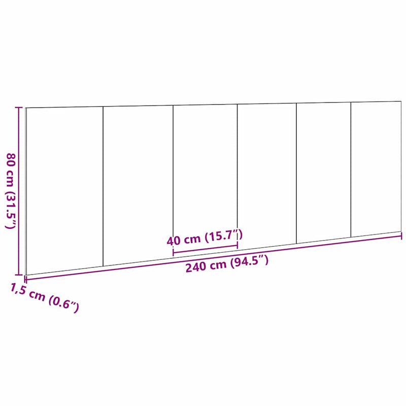 vidaXL Fejtámla Musta tammi 240 x 1,5 x 80 cm Faanyag