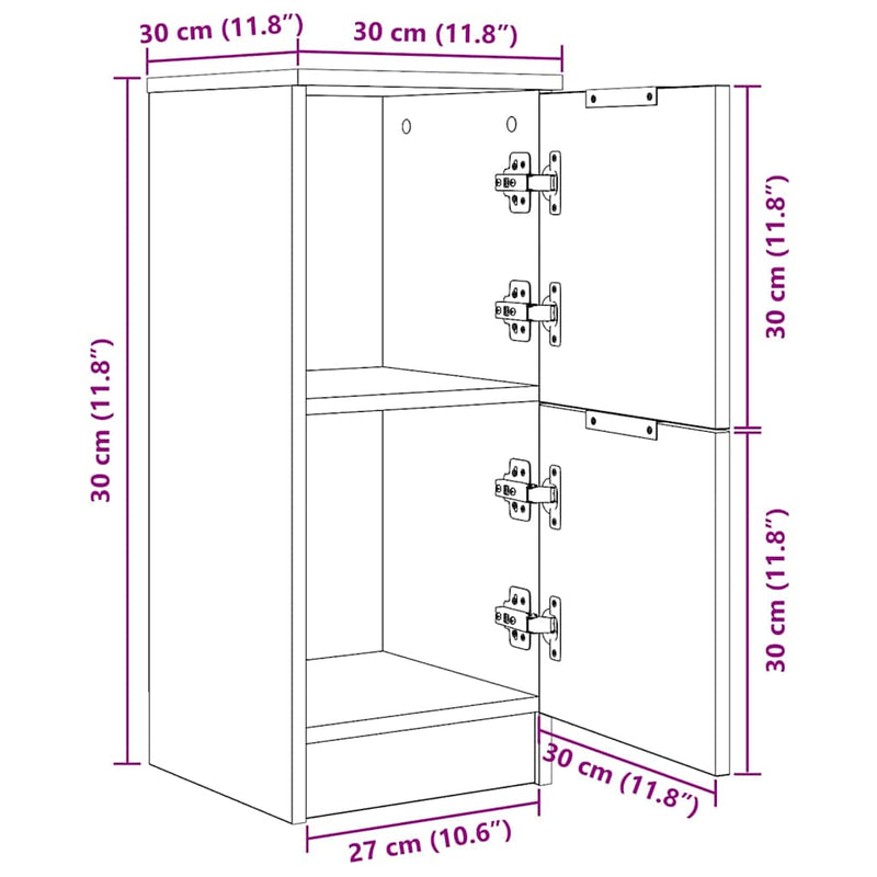 vidaXL Széf 2 pcs Musta tammi 30 x 30 x 70 cm Faanyag