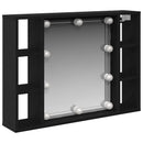 vidaXL Tükörszekrény polcokkal Fekete tölgy 76 x 15 x 55 cm Faanyag