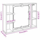 vidaXL Tükörszekrény polcokkal Fekete tölgy 76 x 15 x 55 cm Faanyag