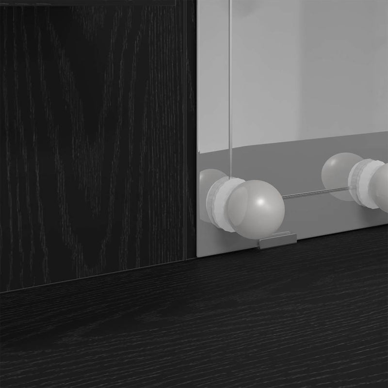 vidaXL Öltözködőasztal fiókkal Musta tammi 96 x 40 x 142 cm Faanyag