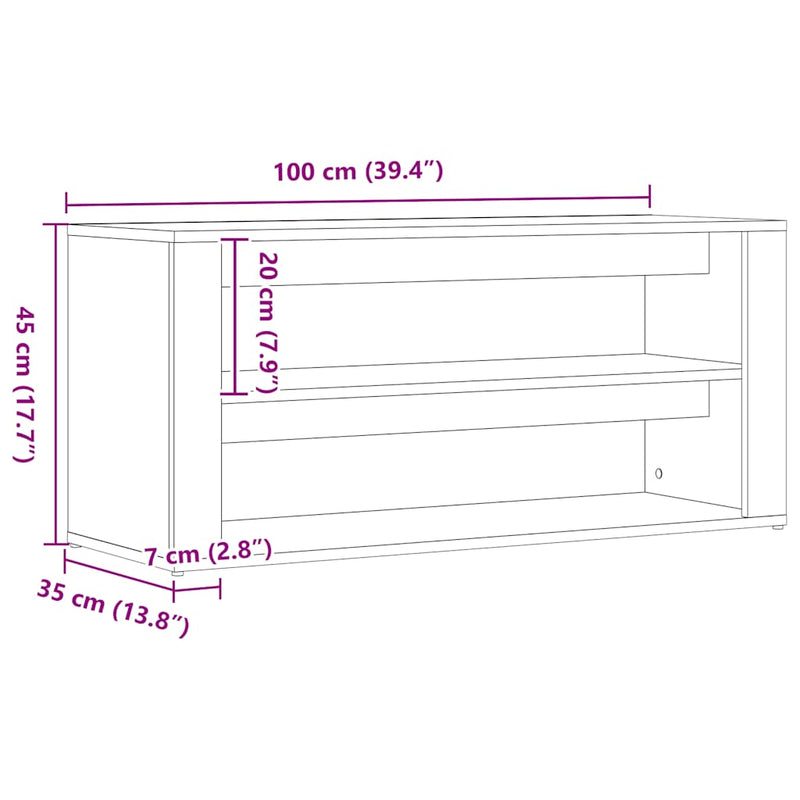 vidaXL fekete tölgyfa cipőpad 100 x 35 x 45 cm rétegelt fából