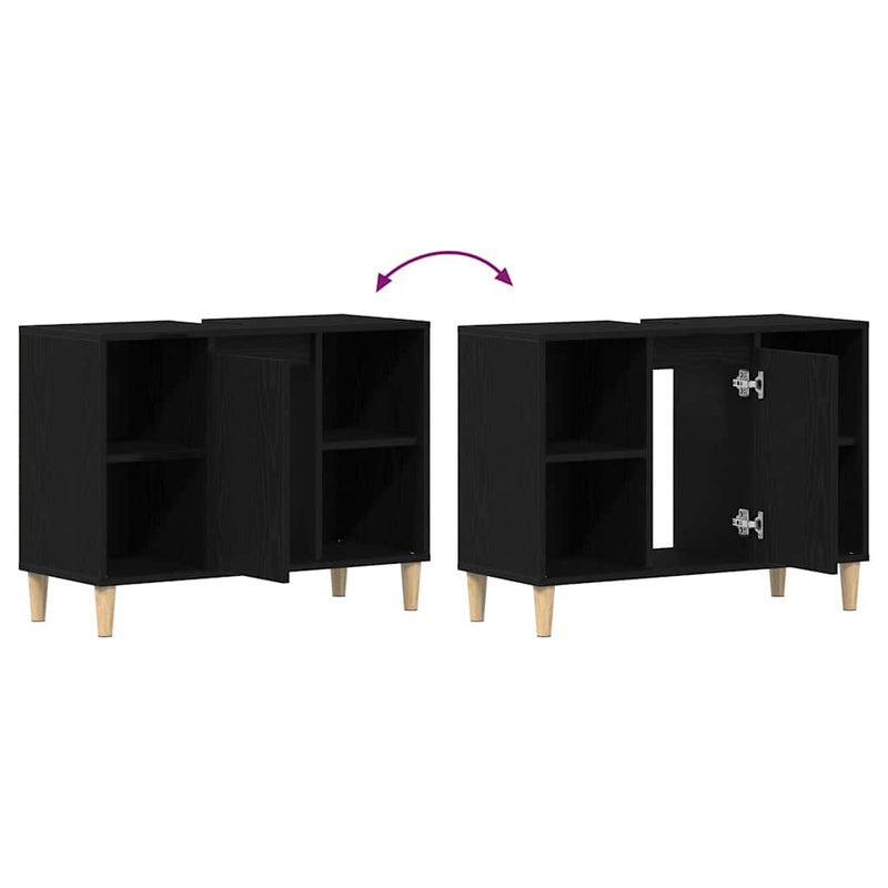 vidaXL fekete tölgyfa mosdószekrény 80 x 33 x 60 cm