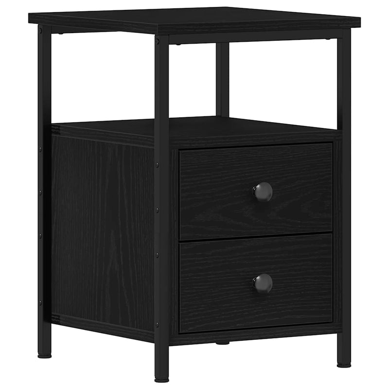 vidaXL 2 db fekete tölgyfa éjjeliszekrény 34 x 35,5 x 50 cm