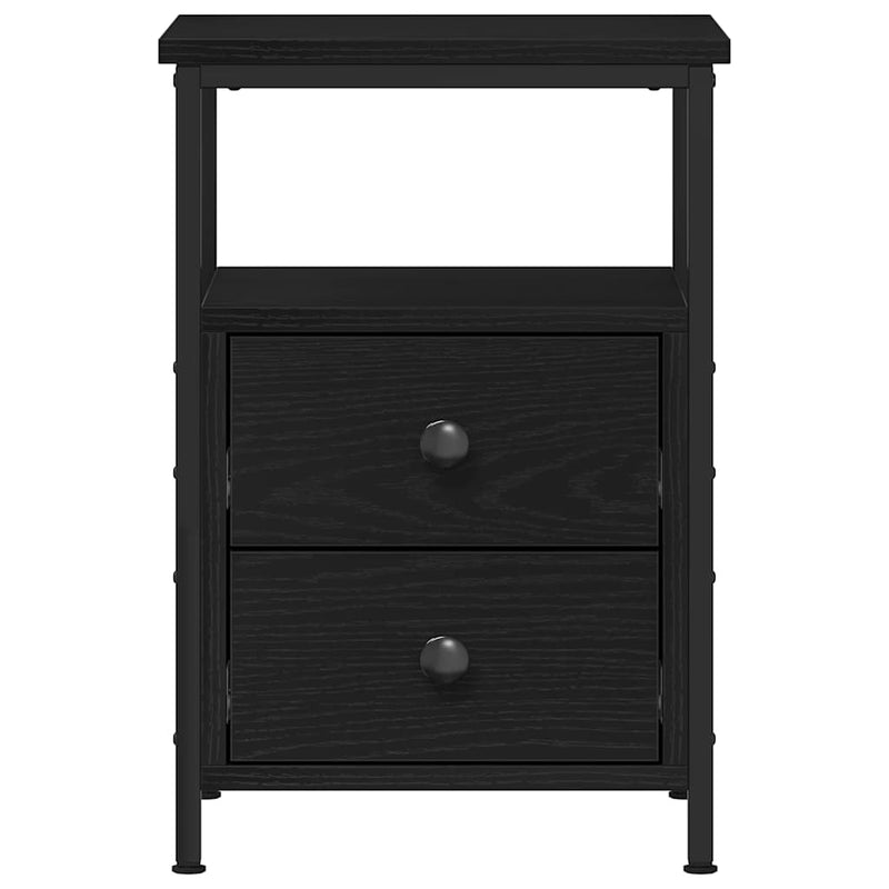 vidaXL 2 db fekete tölgyfa éjjeliszekrény 34 x 35,5 x 50 cm