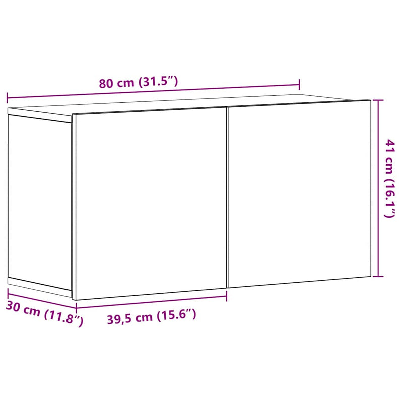 vidaXL fekete tölgyfa TV-szekrény 80 x 30 x 41 cm