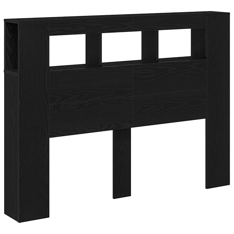 vidaXL LED ágytámla Musta tammi 140 x 18,5 x 103,5 cm Faanyag