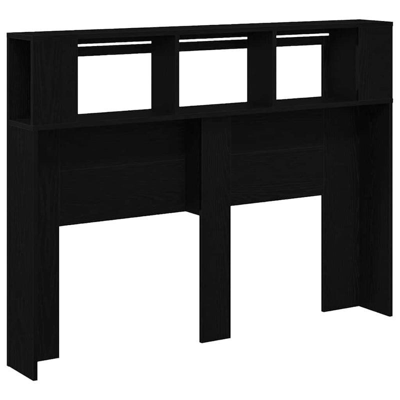 vidaXL LED ágytámla Musta tammi 140 x 18,5 x 103,5 cm Faanyag