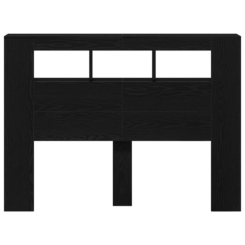 vidaXL LED ágytámla Musta tammi 140 x 18,5 x 103,5 cm Faanyag