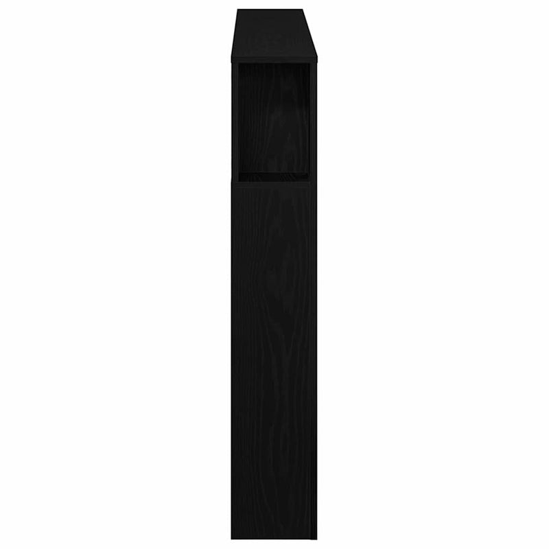 vidaXL LED ágytámla Musta tammi 140 x 18,5 x 103,5 cm Faanyag