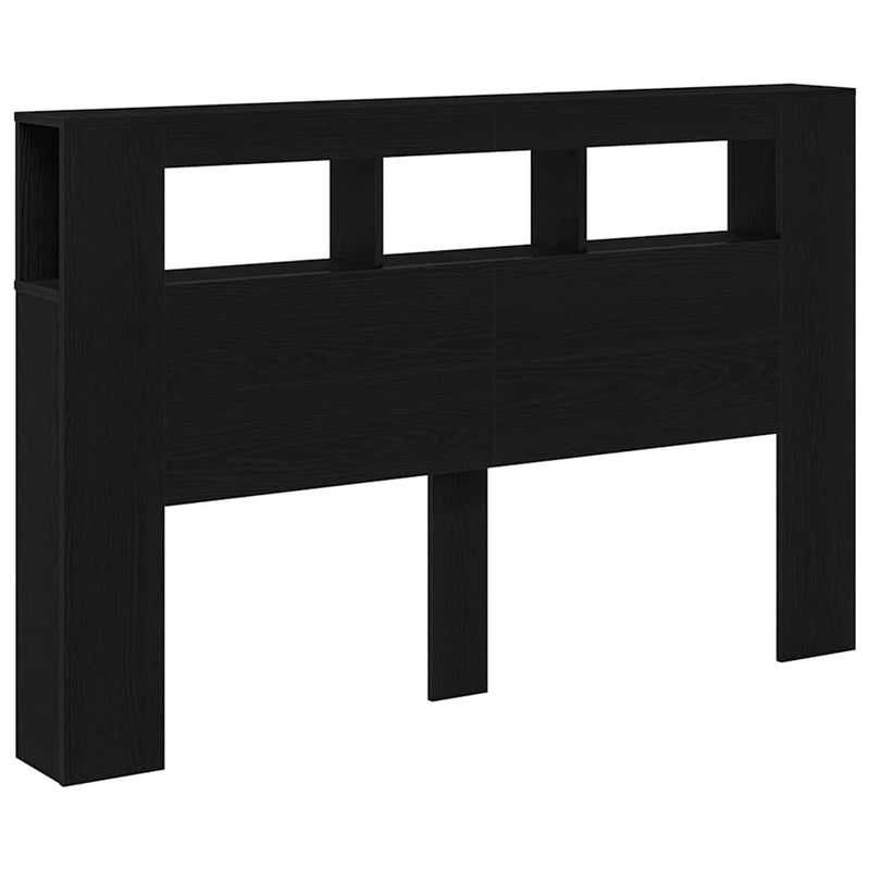 vidaXL LED ágytámla Musta tammi 160 x 18,5 x 103,5 cm Faanyag