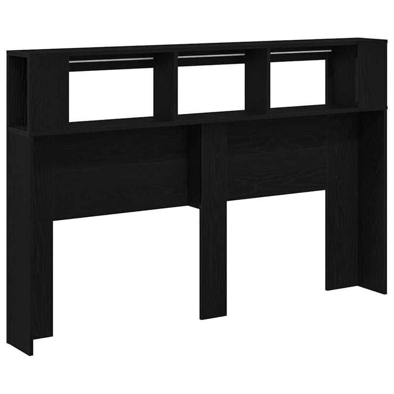 vidaXL LED ágytámla Musta tammi 160 x 18,5 x 103,5 cm Faanyag