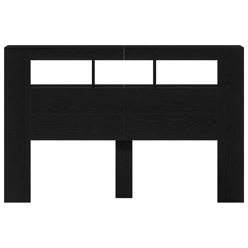 vidaXL LED ágytámla Musta tammi 160 x 18,5 x 103,5 cm Faanyag