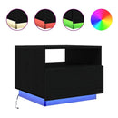 vidaXL fekete tölgyszínű dohányzóasztal LED-lámpákkal 50x49x40 cm
