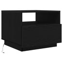 vidaXL fekete tölgyszínű dohányzóasztal LED-lámpákkal 50x49x40 cm
