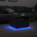 vidaXL fekete tölgyszínű dohányzóasztal LED-lámpákkal 50x49x40 cm