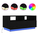 vidaXL fekete tölgyszínű dohányzóasztal LED-lámpákkal 90x49x40 cm