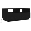 vidaXL fekete tölgyszínű dohányzóasztal LED-lámpákkal 90x49x40 cm