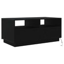 vidaXL fekete tölgyszínű dohányzóasztal LED-lámpákkal 90x49x40 cm