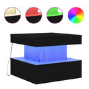 vidaXL fekete tölgyszínű dohányzóasztal LED-lámpákkal 50 x 50 x 40 cm