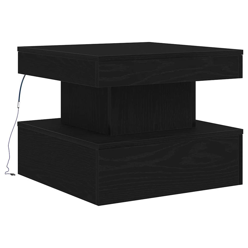 vidaXL fekete tölgyszínű dohányzóasztal LED-lámpákkal 50 x 50 x 40 cm