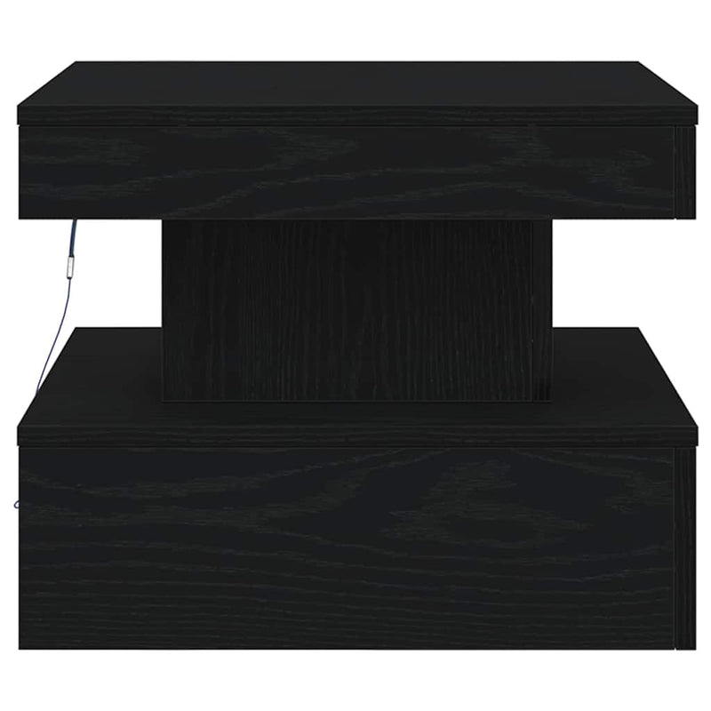 vidaXL fekete tölgyszínű dohányzóasztal LED-lámpákkal 50 x 50 x 40 cm