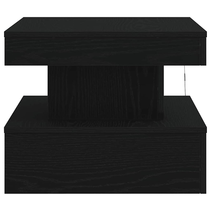 vidaXL fekete tölgyszínű dohányzóasztal LED-lámpákkal 50 x 50 x 40 cm