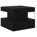 vidaXL fekete tölgyszínű dohányzóasztal LED-lámpákkal 50 x 50 x 40 cm