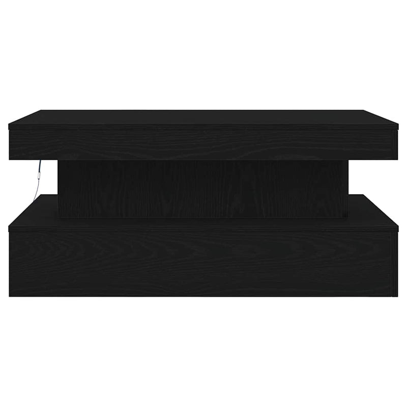 vidaXL fekete tölgy dohányzóasztal LED-lámpákkal 90x50x40 cm