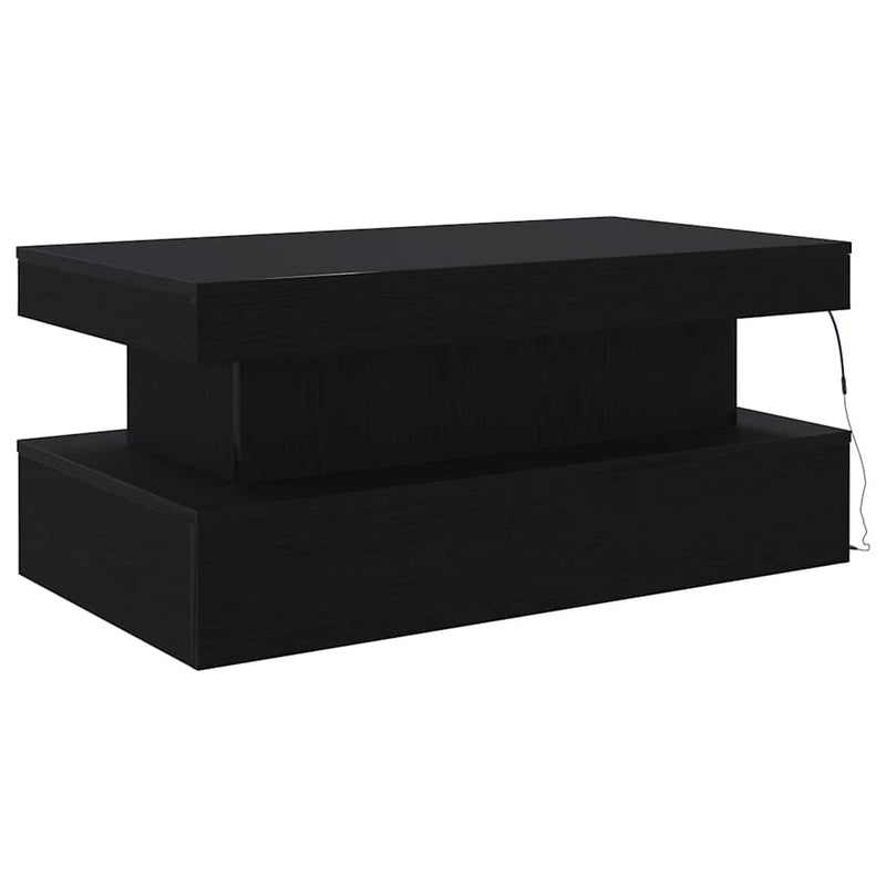 vidaXL fekete tölgy dohányzóasztal LED-lámpákkal 90x50x40 cm