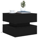 vidaXL fekete tölgyszínű dohányzóasztal LED-lámpákkal 50 x 50 x 40 cm