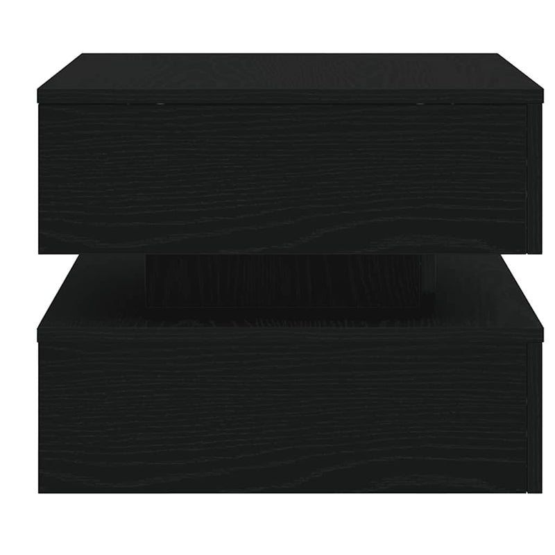 vidaXL fekete tölgyszínű dohányzóasztal LED-lámpákkal 50 x 50 x 40 cm