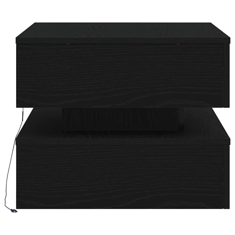 vidaXL fekete tölgyszínű dohányzóasztal LED-lámpákkal 50 x 50 x 40 cm