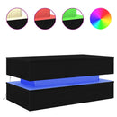 vidaXL fekete tölgy dohányzóasztal LED-lámpákkal 90x50x40 cm