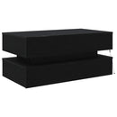vidaXL fekete tölgy dohányzóasztal LED-lámpákkal 90x50x40 cm
