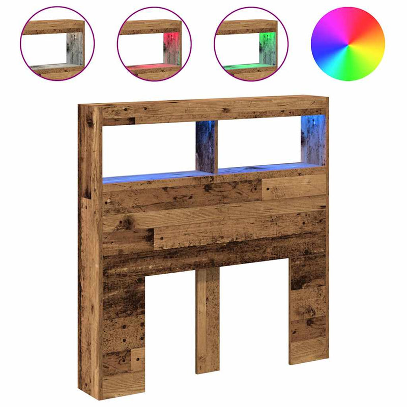 vidaXL antik fa áthidalószekrény LED-világítással 100 x 17 x 102 cm