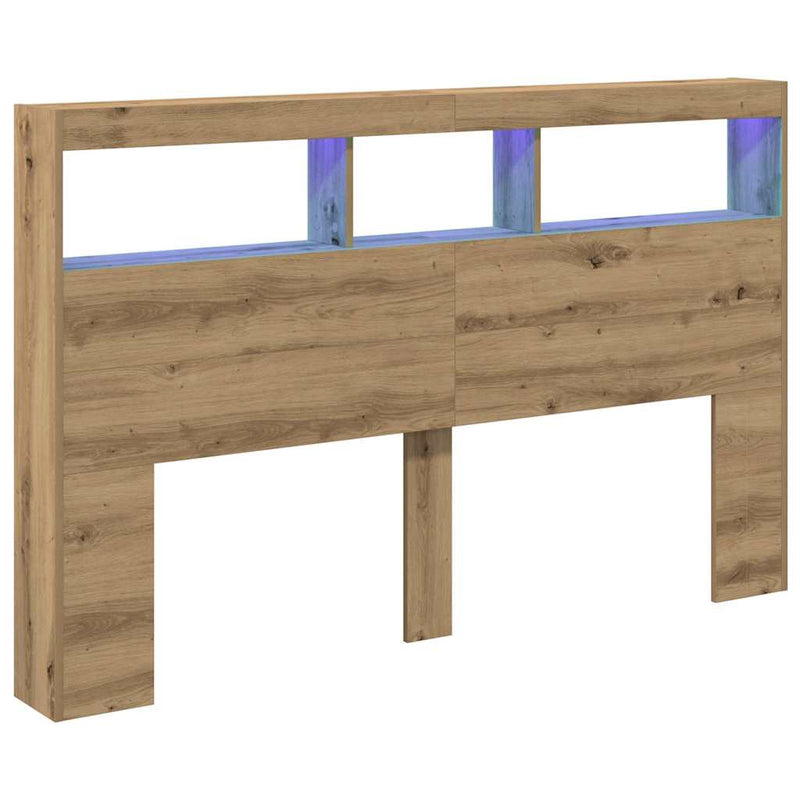 vidaXL kézműves tölgy áthidalószekrény LED-ekkel 160 x 17 x 102 cm
