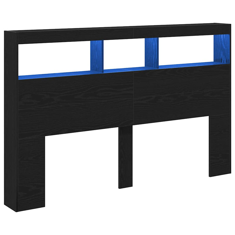 vidaXL fekete tölgy színű áthidalószekrény LED-ekkel 160 x 17 x 102 cm