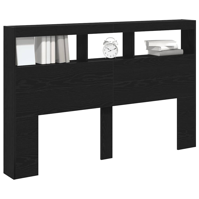 vidaXL fekete tölgy színű áthidalószekrény LED-ekkel 160 x 17 x 102 cm