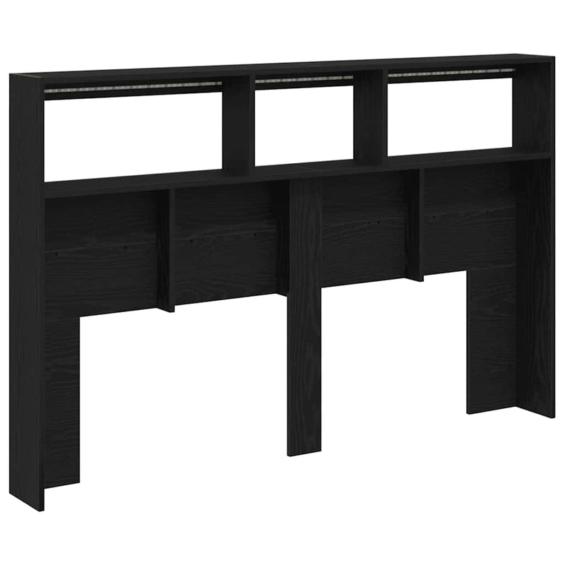 vidaXL fekete tölgy színű áthidalószekrény LED-ekkel 160 x 17 x 102 cm