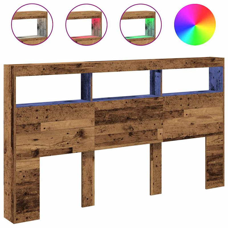 vidaXL antik fa áthidalószekrény LED-világítással 180 x 17 x 102 cm
