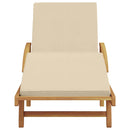 vidaXL Napozó párnával 1-személy Bézs 200 x 67 x 84cm Tömör akácfa