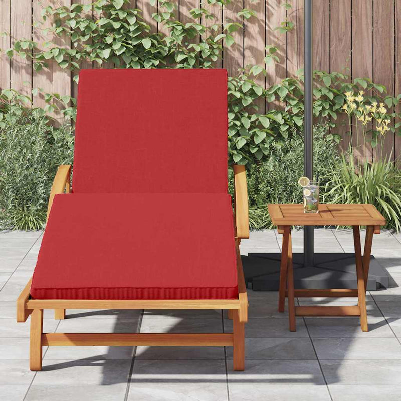 vidaXL Napozó párnával 1-személy Piros 200 x 67 x 84cm Tömör akácfa