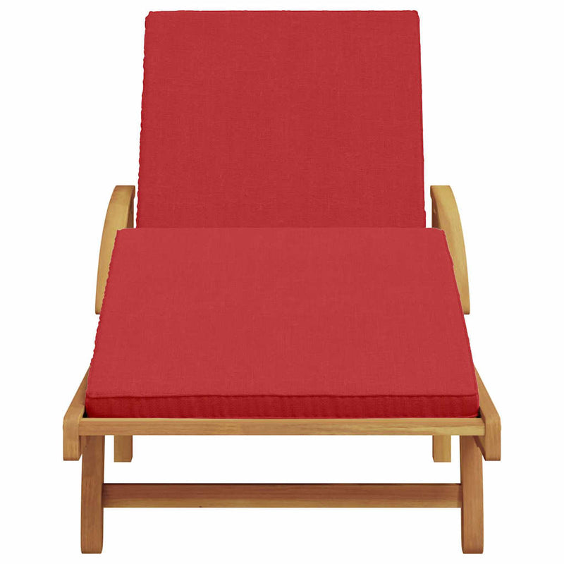 vidaXL Napozó párnával 1-személy Piros 200 x 67 x 84cm Tömör akácfa