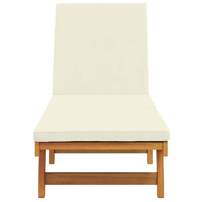 vidaXL Napozó párnával 1-személy Barna 63 x 199 x 85cm Tömör akácfa