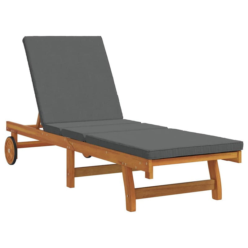 vidaXL Napozó párnával 1-személy Barna 63 x 199 x 85cm Tömör akácfa