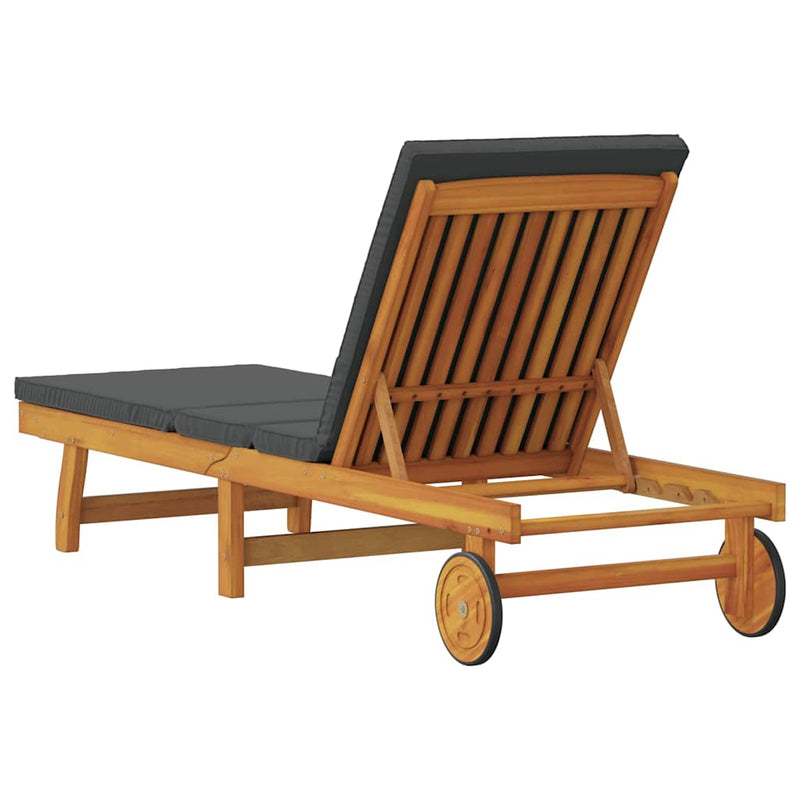 vidaXL Napozó párnával 1-személy Barna 63 x 199 x 85cm Tömör akácfa