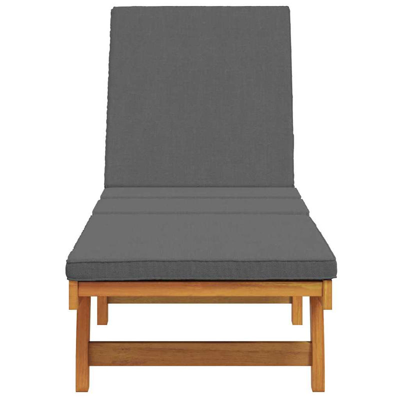 vidaXL Napozó párnával 1-személy Barna 63 x 199 x 85cm Tömör akácfa