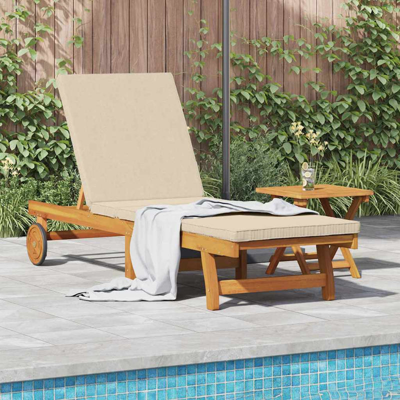 vidaXL Napozó párnával 1-személy Barna 63 x 199 x 85cm Tömör akácfa